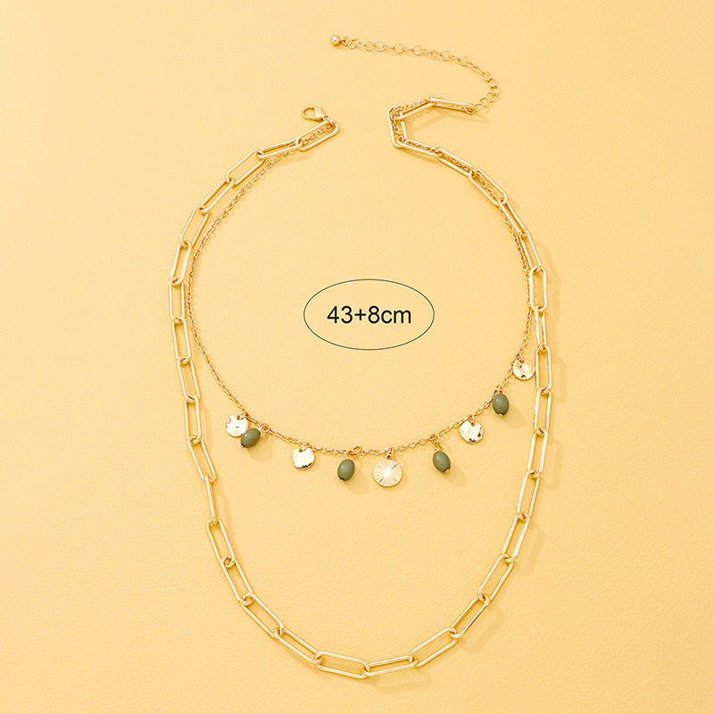 European Metal Disc Pendant Double Necklace - Vienna Verve Collection