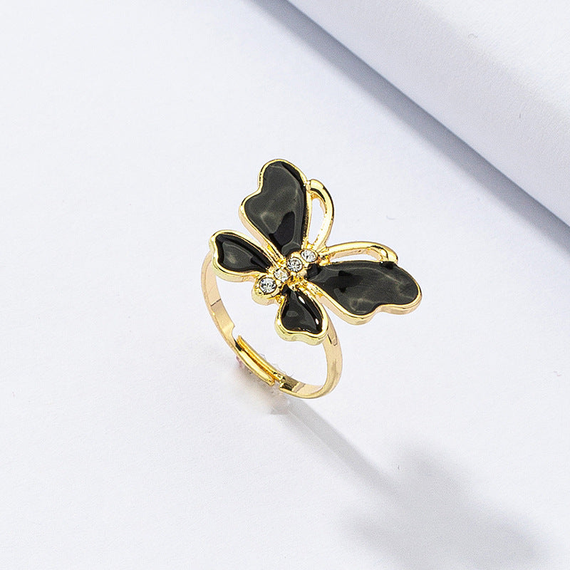 Wholesale Glazed Black Butterfly Ring - Vienna Verve Collection