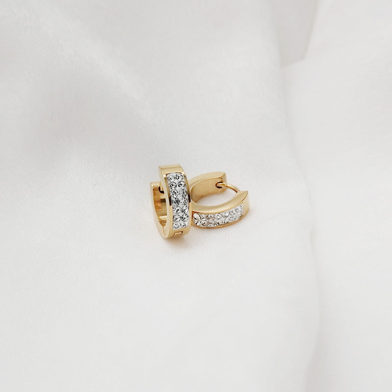 European And American Fashion Earrings Titanium Steel Zircon Chic