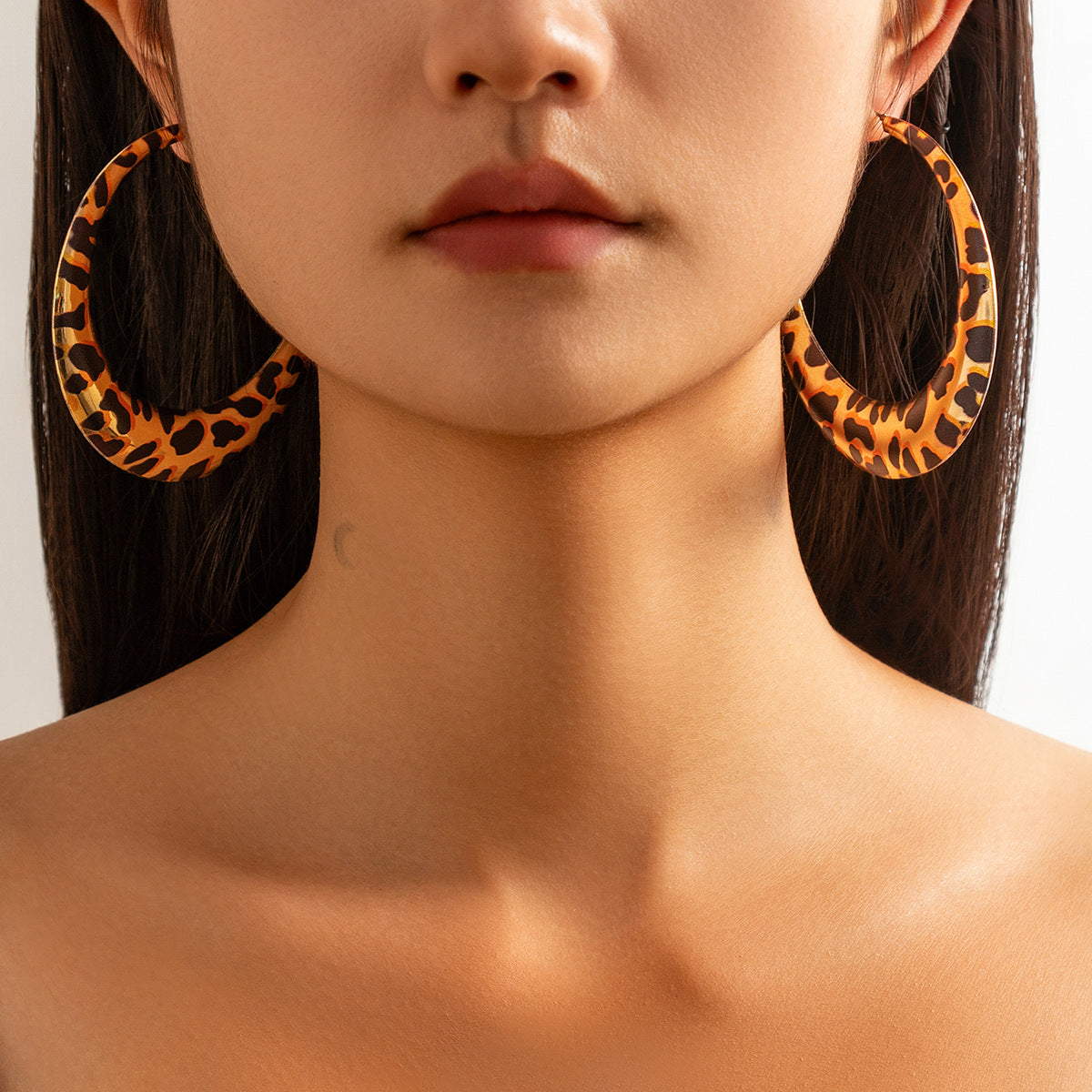 Geometric Metal Circle Earrings Leopard Print Bold Statement For Women By Planderful Vienna Verve