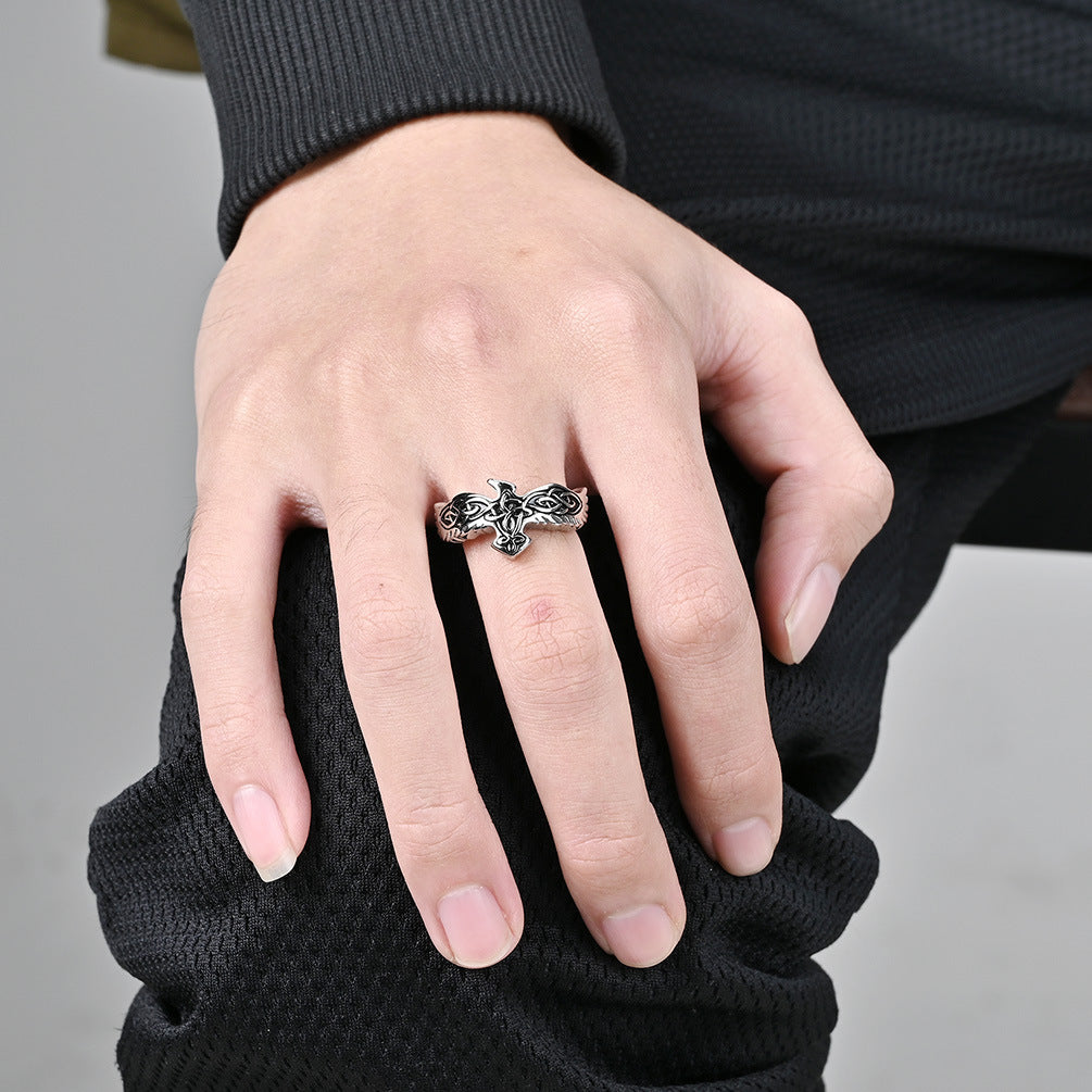 Planderful Celtic Eternal Knot Nordic Eagle Ring Durable Stainless Steel For Men Everyday Genie