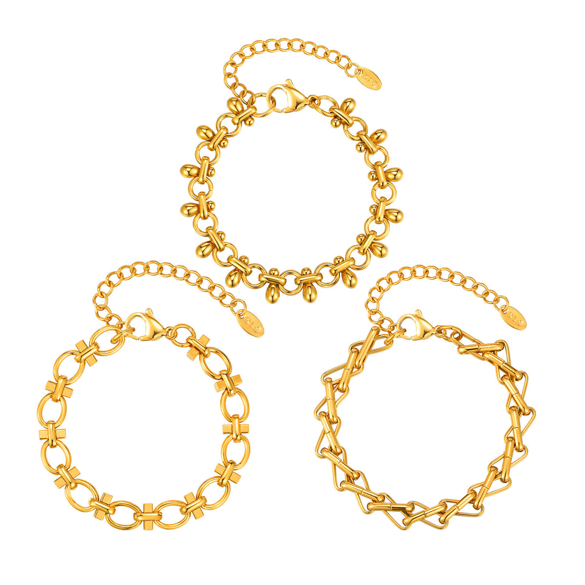 Splicing Handmade Chain Gold Stainless Steel Bracelet