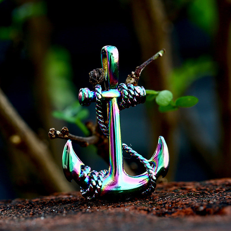 Retro Titanium Steel Boat Anchor Pendant for Men - Wholesale Jewelry