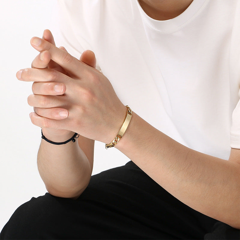 Minimalist Commuter Stainless Steel Cuban Chain Unisex Glossy Bracelet