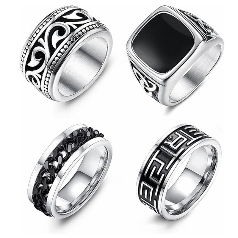 Titanium Steel Ring Set 4 Piece Unisex Celtic Knot Outdoor Cyclist Protection Durable Planderful Everyday Genie