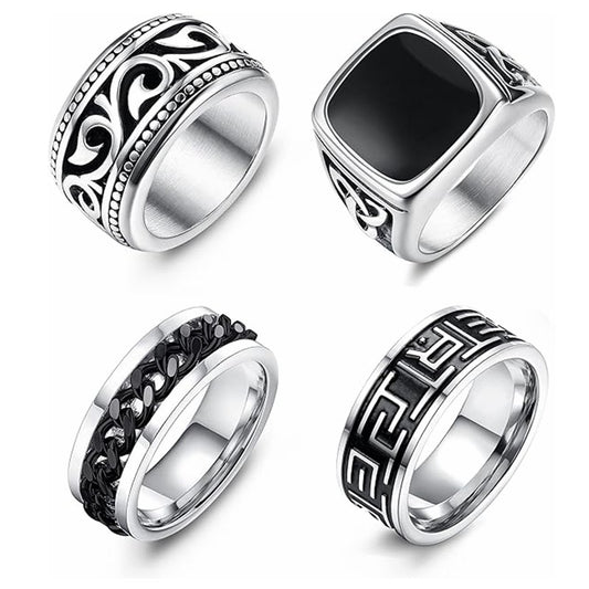 Titanium Steel Ring Set 4 Piece Unisex Celtic Knot Outdoor Cyclist Protection Durable Planderful Everyday Genie