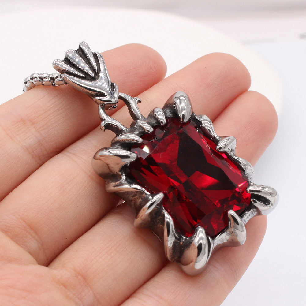 Planderful Rectangular Zircon Pendant Titanium Steel For Men And Women Unisex Protection Statement