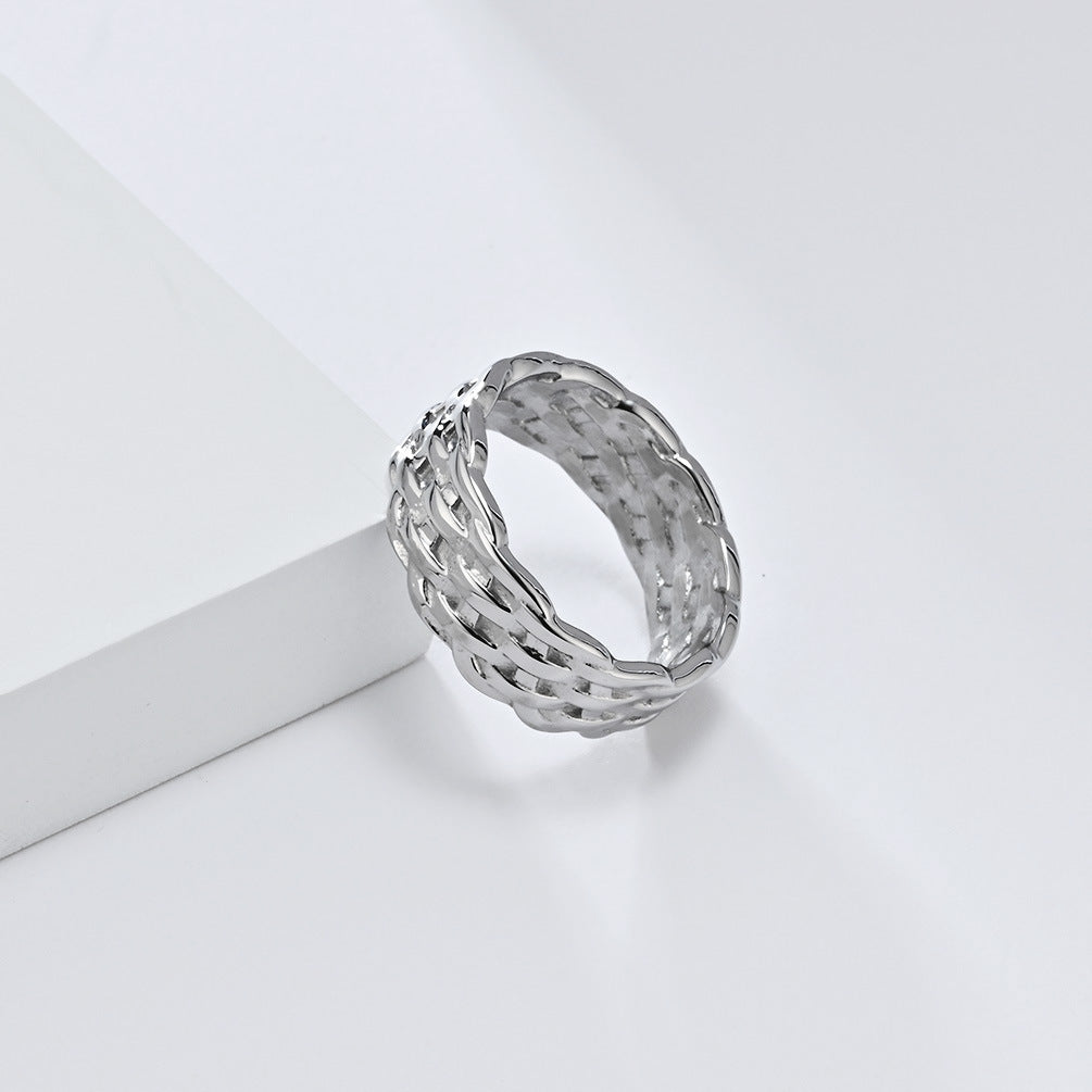 European And American Woven Titanium Steel Ring For Men