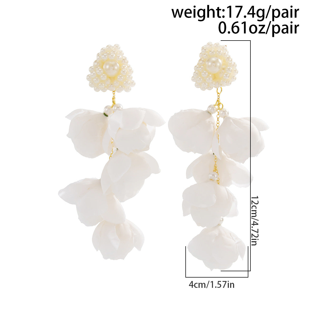 Planderful Vienna Verve Three Dimensional Rose Pearl Earrings For Women Fringed Beaded Fabric Jewelry