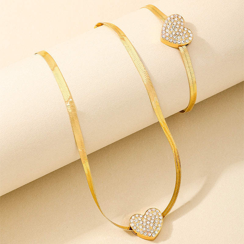 Charming Red Flash Zircon Love Snake Jewelry Set for Women