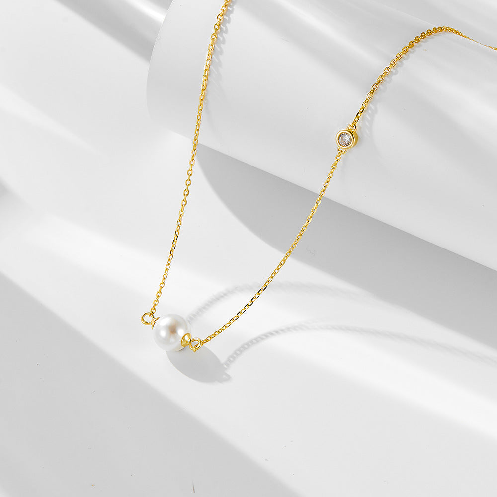 S925 Silver Bead Necklace Advanced Sense Single Pearl