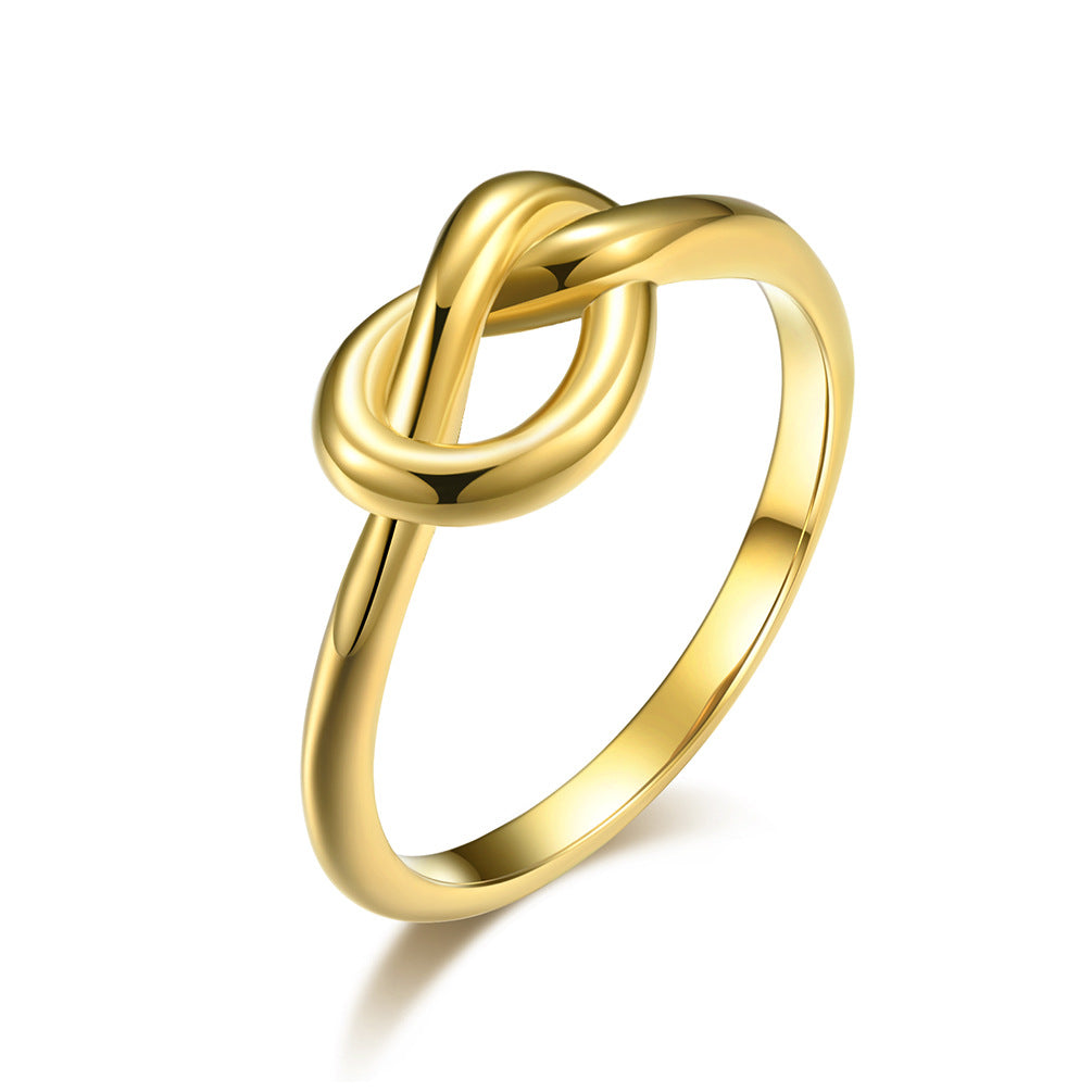Steel Ring - Elegant Love Knot Stainless Steel Band For Proposals And Everyday Wear