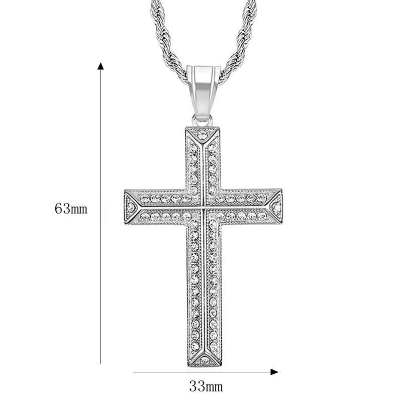 Planderful Everyday Genie Titanium Steel Gold Plated Zircon Cross Pendant Necklace For Men And Women