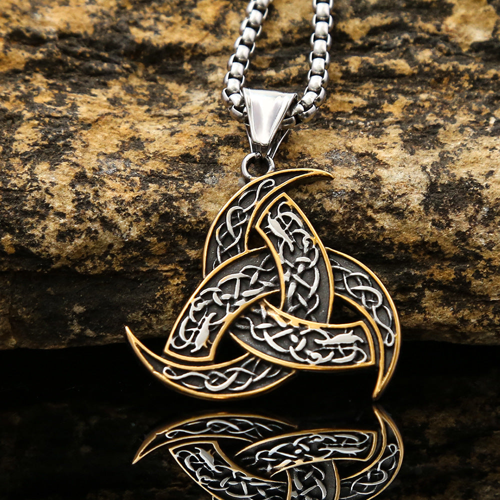 New Viking Sun Totem Triangular Titanium Steel Necklace