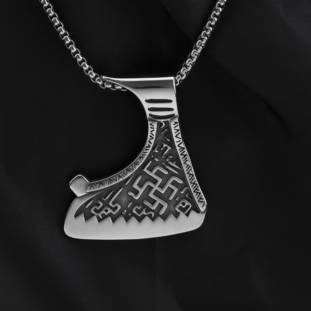 Planderful Retro Axe Pendant Necklace Titanium Steel Durable For Men Bold Norse Legacy Collection