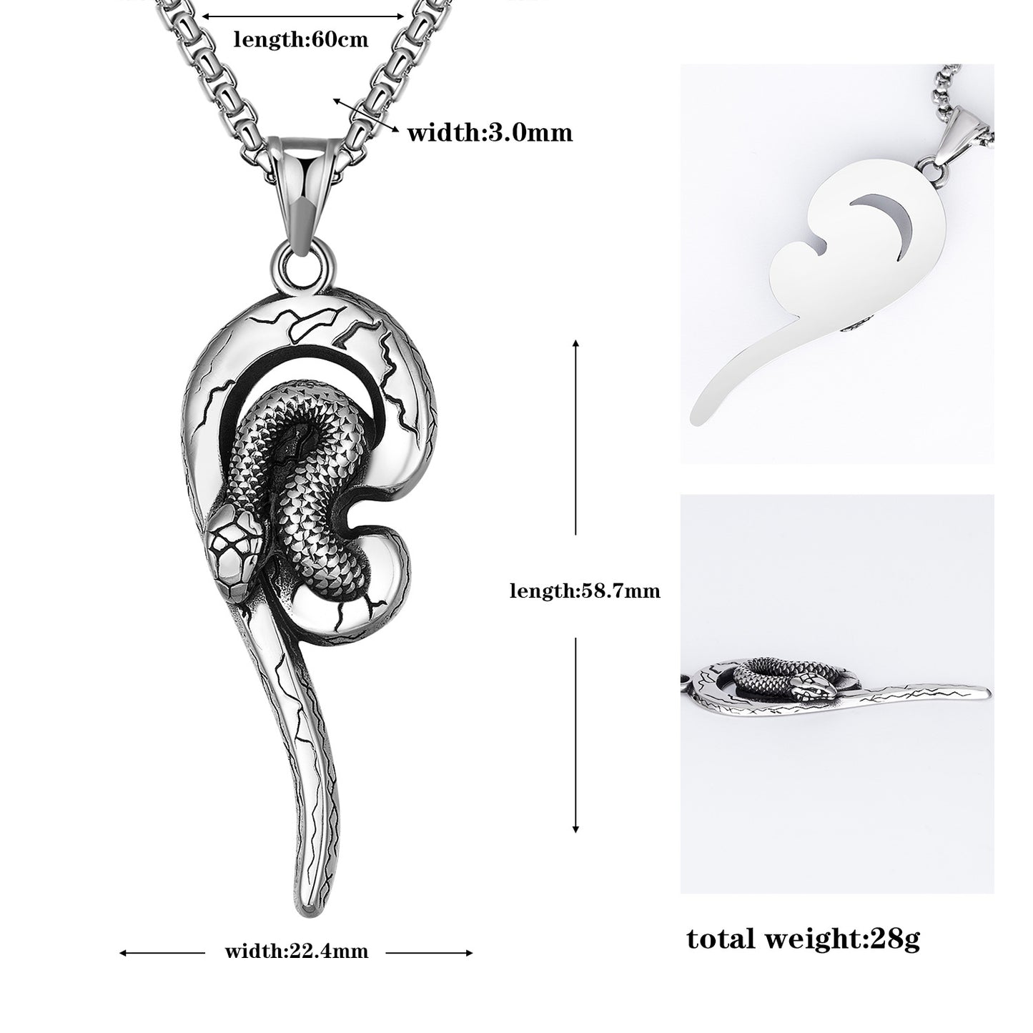 Steel Necklace - Statement Snake Pendant For Hip Hop Inspired Everyday Wear And Gift Idea