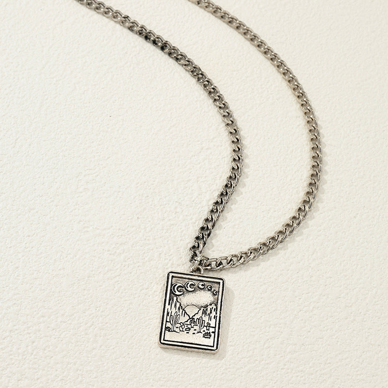 Angel Square Pendant Chain Necklace with Hip-Hop Flair - Vienna Verve Collection