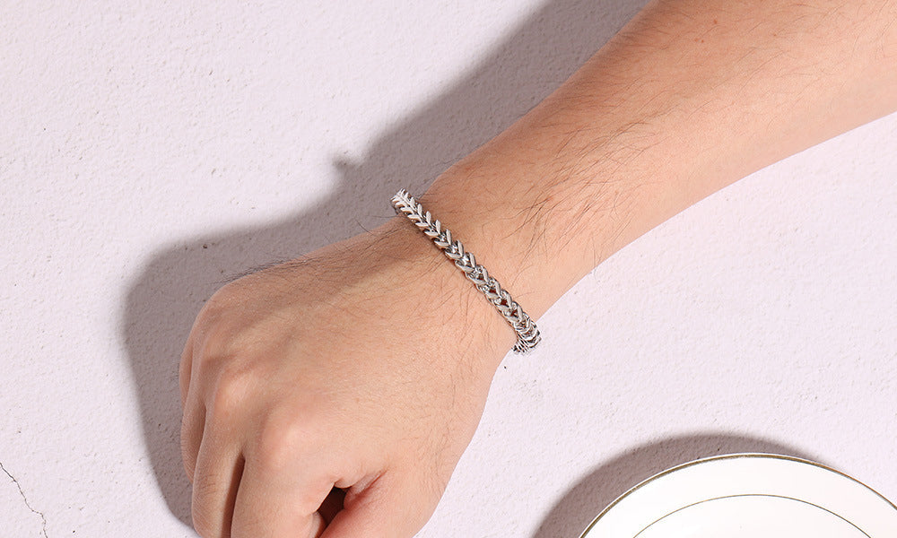 Titanium Steel Men's Bracelet Square Six-Sided Chain Jewelry