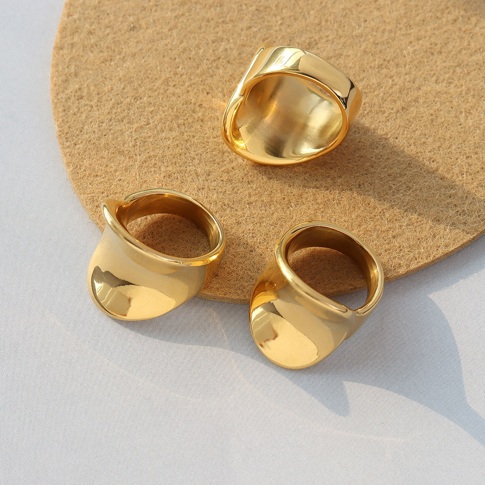 Internet Sensation Gold-Plated Titanium Steel Ring with Unique Design