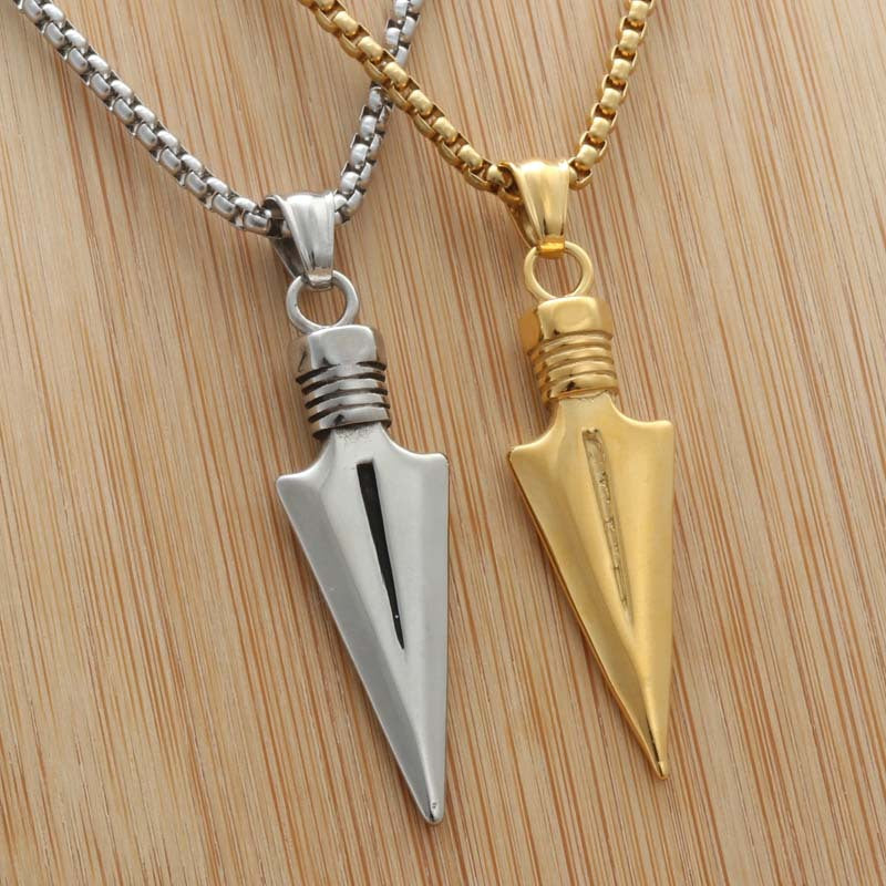 Punk Arrow Pendant Necklace for Men - Titanium Steel Dart Design by Planderful