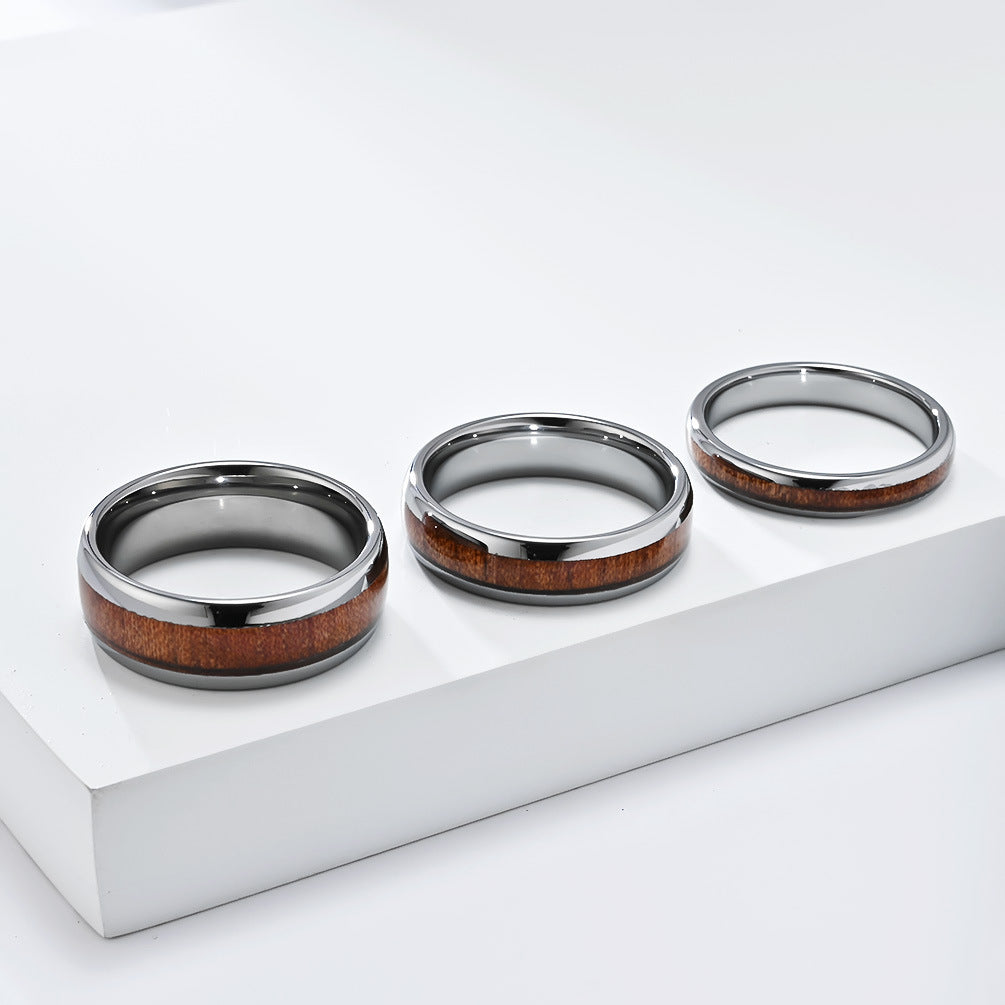 Premium Tungsten Ring Inlaid Wood And Leather 4 6 8mm For Men And Women Planderful Shop
