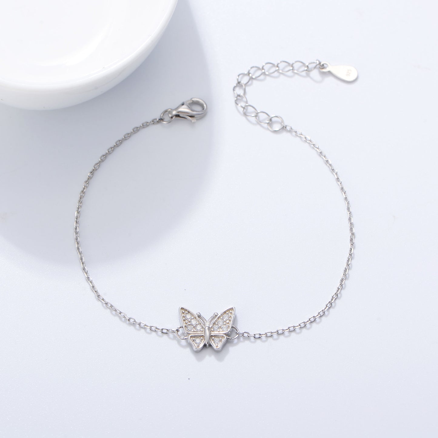Original Design S925 Sterling Silver Zircon Butterfly Bracelet Inlaid Zircon Internet