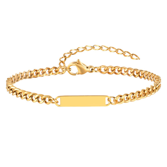 Stainless Steel Cuban Chain Bent Gold Bracelet Women's