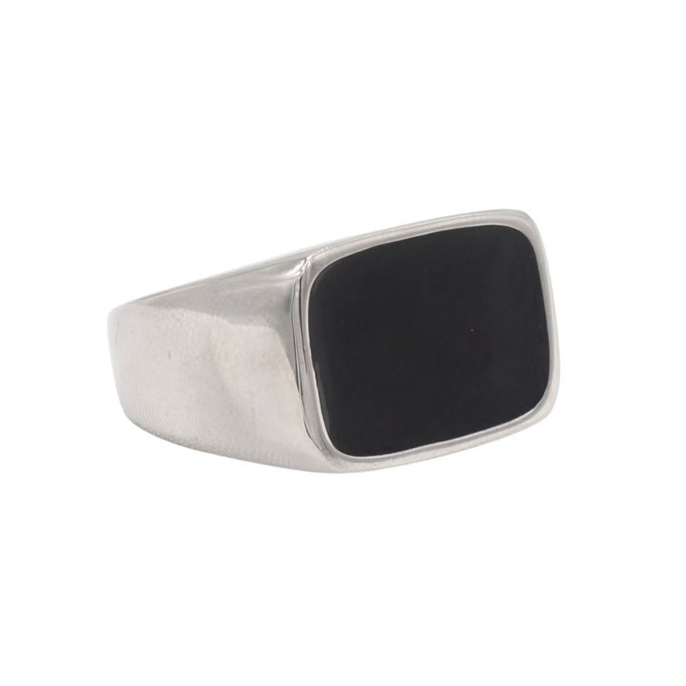 Planderful Titanium Steel Ring Everyday Genie Epoxy Rectangular Unisex Modern Statement Jewelry Size 7 To 12