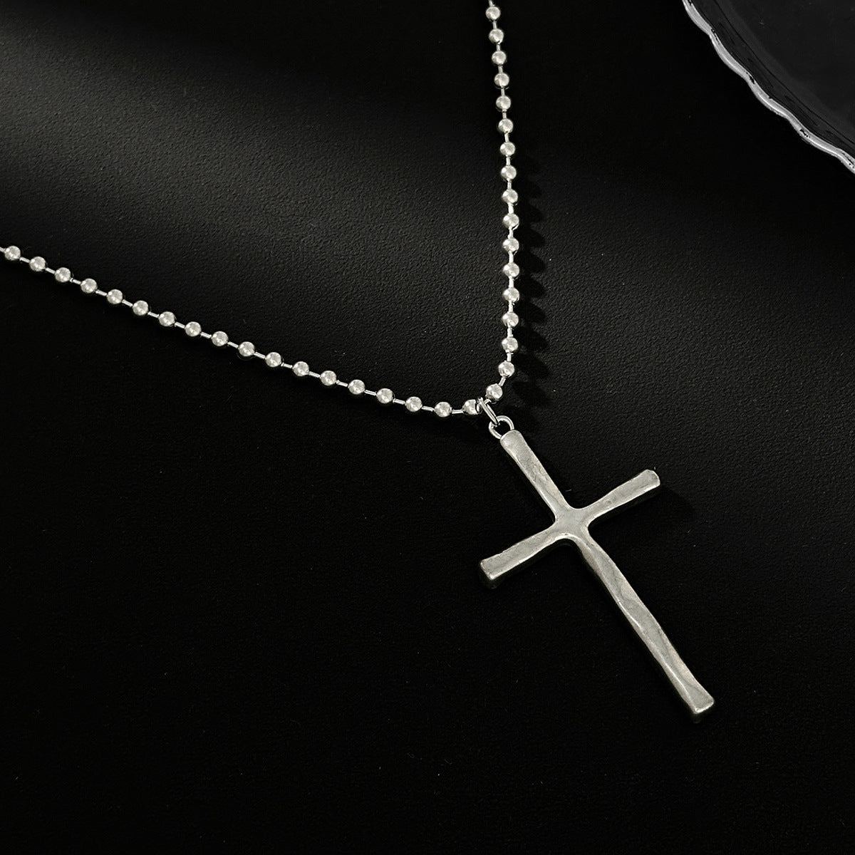 Heart & Cross Long Bead Chain Necklace