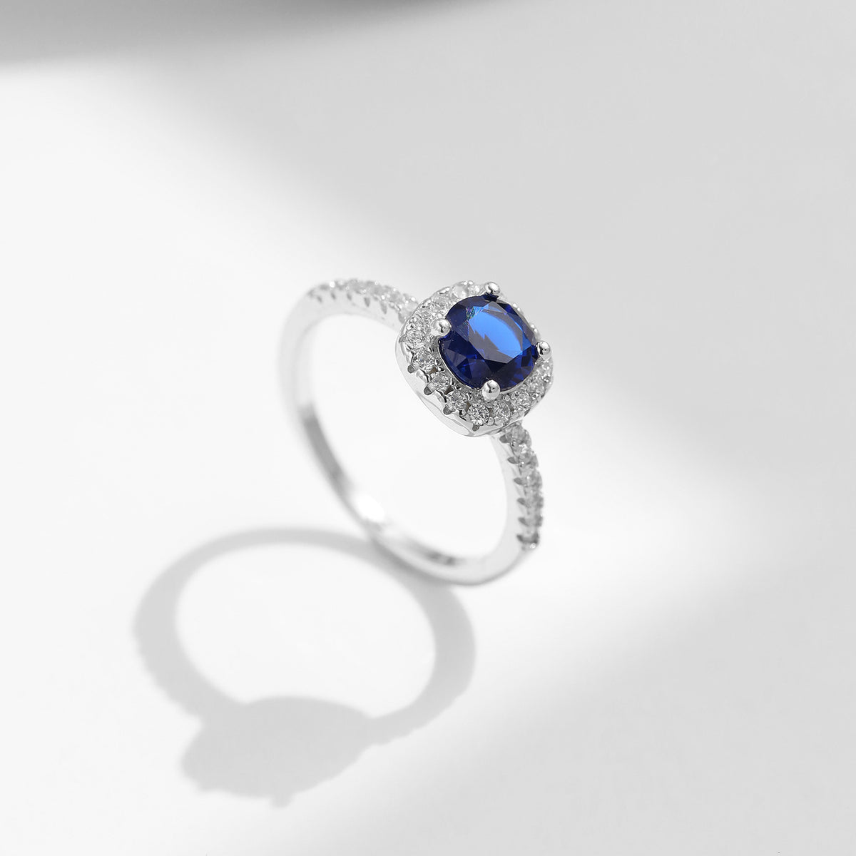 925 Sterling Silver Sapphire-Color Ring