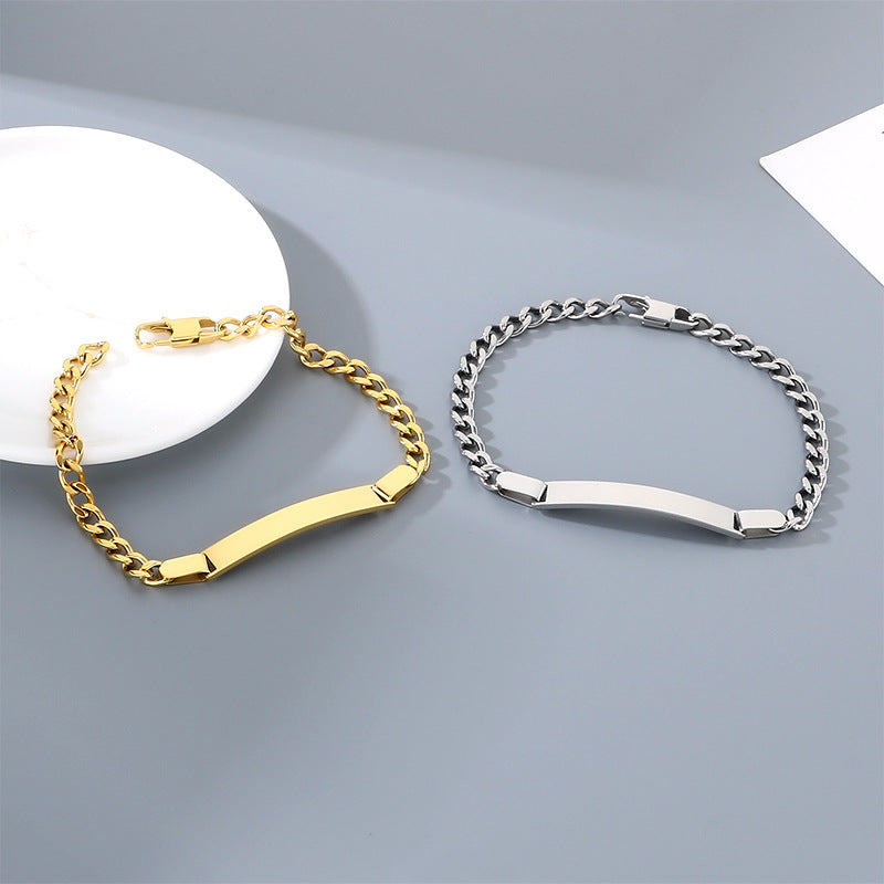 Stainless Steel Figaro Chain Bend Bracelet Nk Chain Cuban Chain Couple