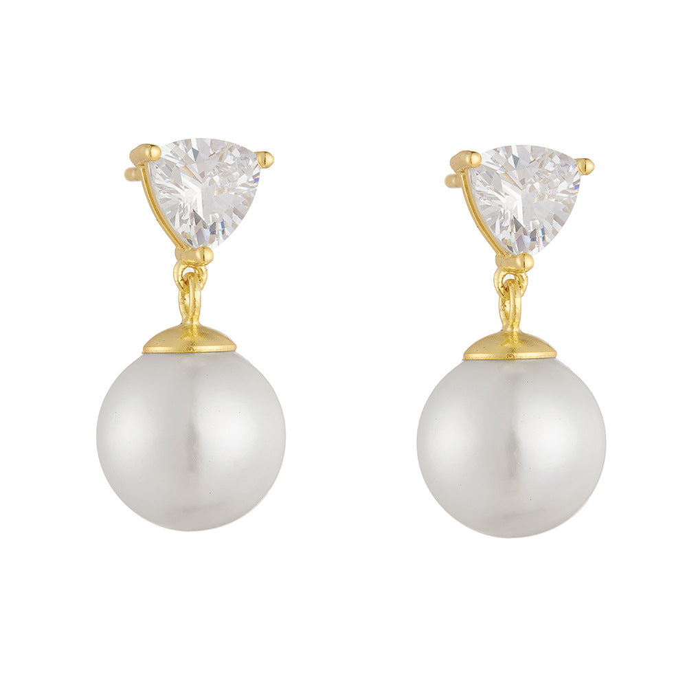 Pearl Earrings 925 Sterling Silver Bead Zircon Stud Earrings And Ear Jewelry