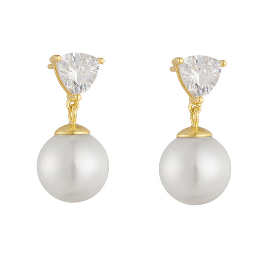 Pearl Earrings 925 Sterling Silver Bead Zircon Stud Earrings And Ear Jewelry