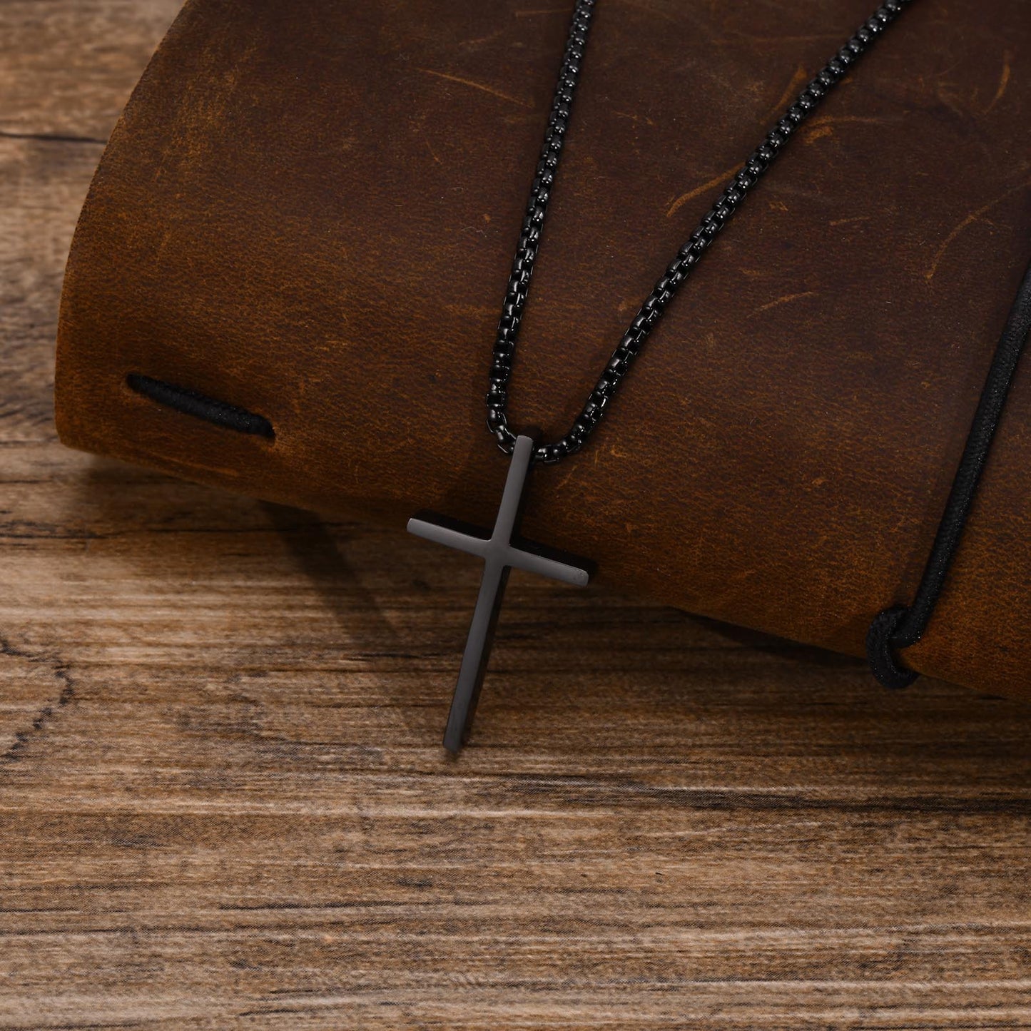 Stainless Steel Bare Cross Pearl Chain Necklace for Men and Women