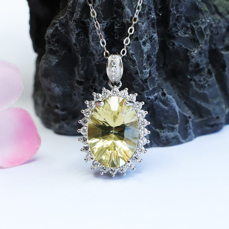 Citrine Silver Pendant — No Chain