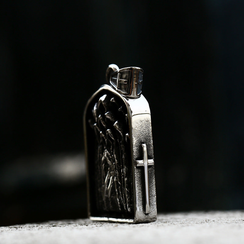 Retro Titanium Steel Grim Reaper Skull Cross Pendant for Men - Cross-Border Stainless Steel Jewelry