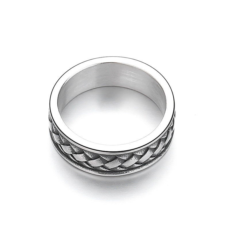 Titanium Steel Ring – Minimalist Braided Pattern