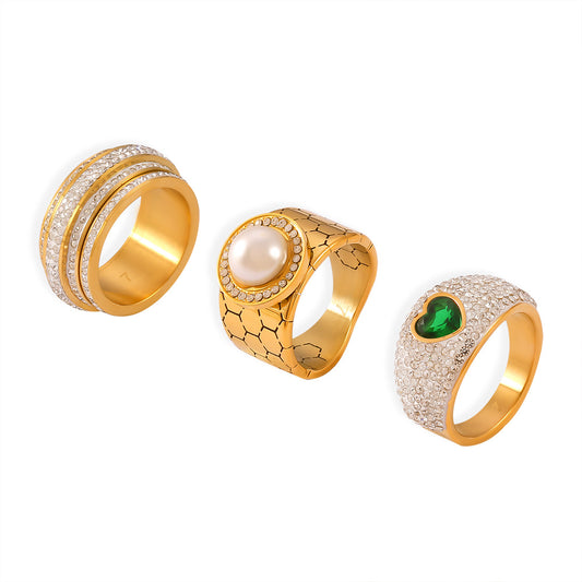 Gypsy Glow Pearl Titanium Steel Ring