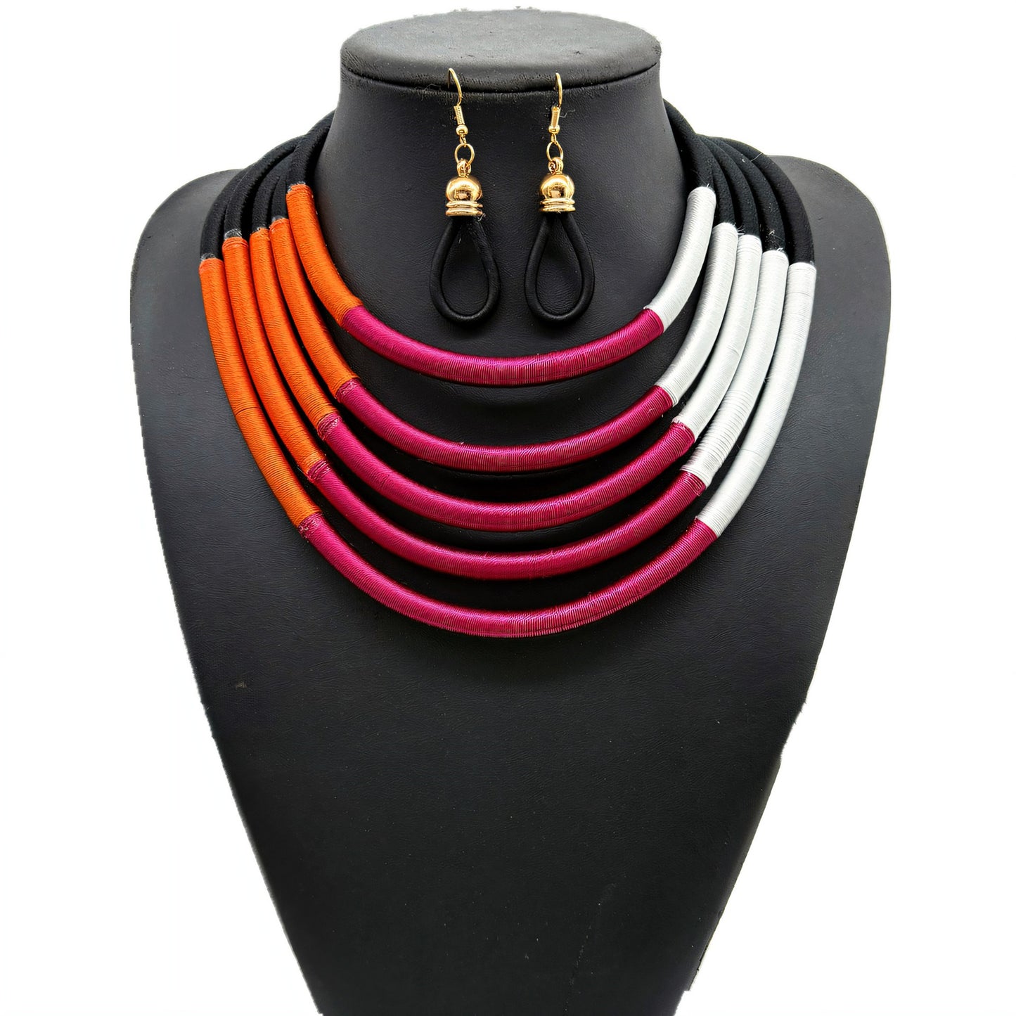 Planderful Savanna Rhythms Necklace and Earrings Set – Fashionable Multi-Layer Design