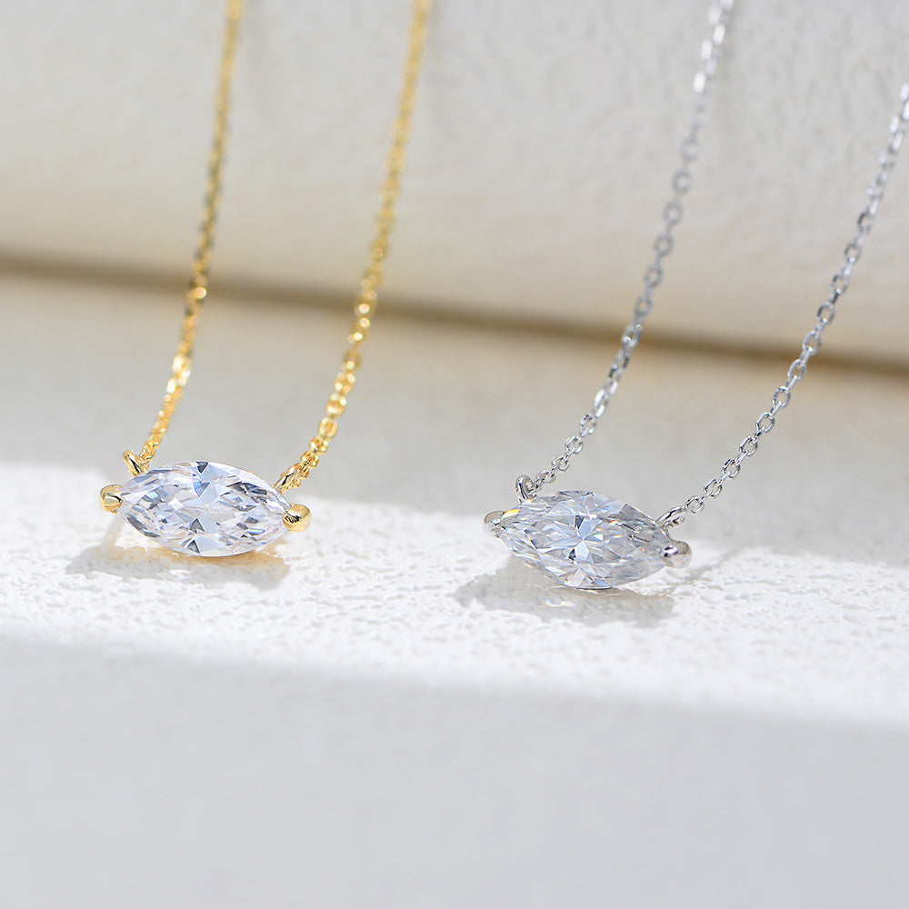 Popular S925 Sterling Silver Horse Eye Zircon Pendant Necklace