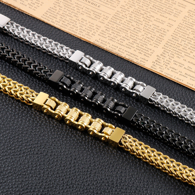 Men's Titanium Steel Electroplated Bicycle Bracelet - Hipster Chain Design in European and American Rock Style