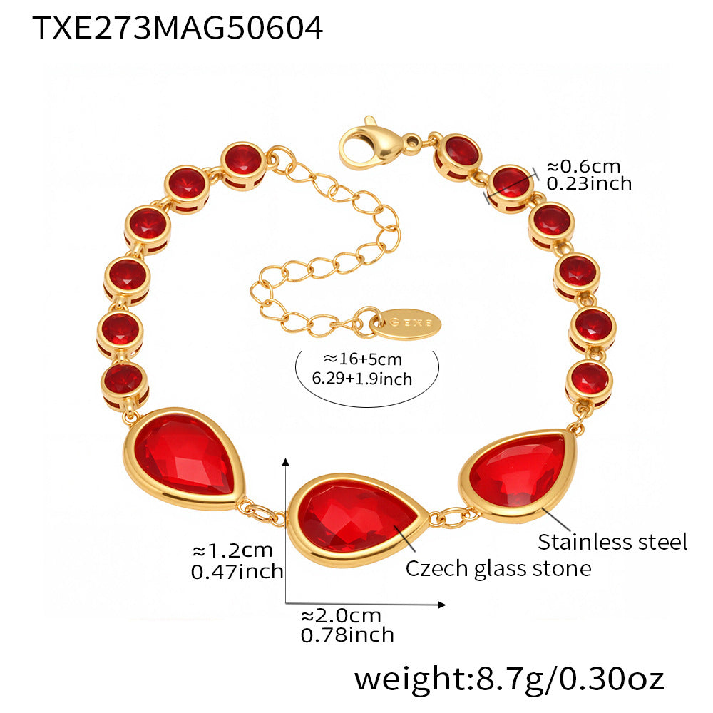 Planderful Czech Glass Drop Bracelet Women Light Luxury