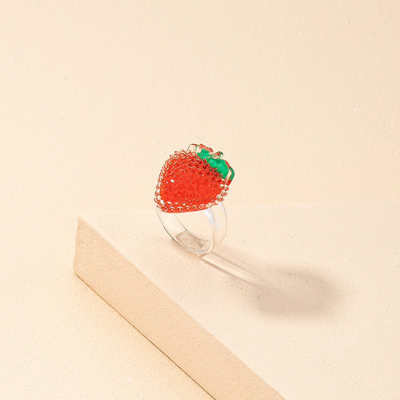 Strawberry Delight Resin Ring - Trendy Amazon Jewelry Piece