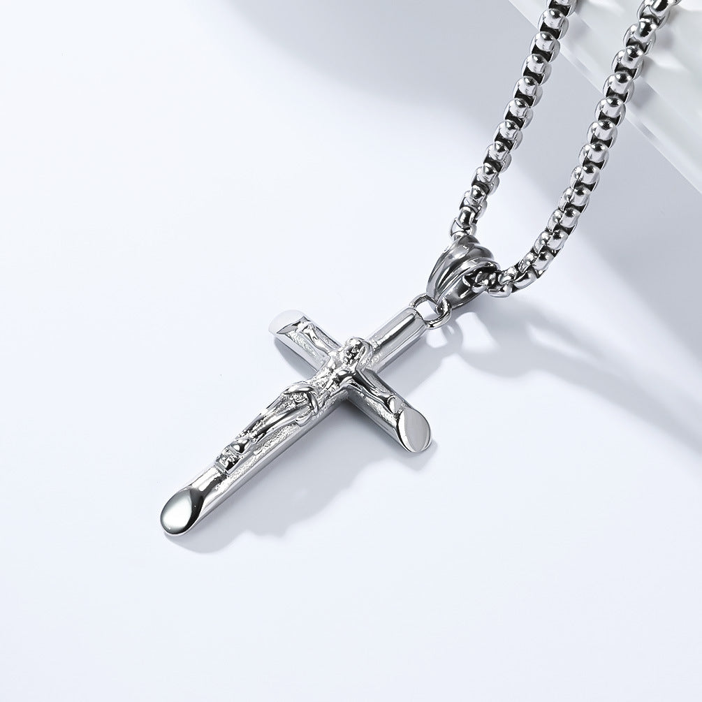 Planderful Titanium Steel Cross Necklace For Men Personalized Hip Hop Pendant Everyday Genie