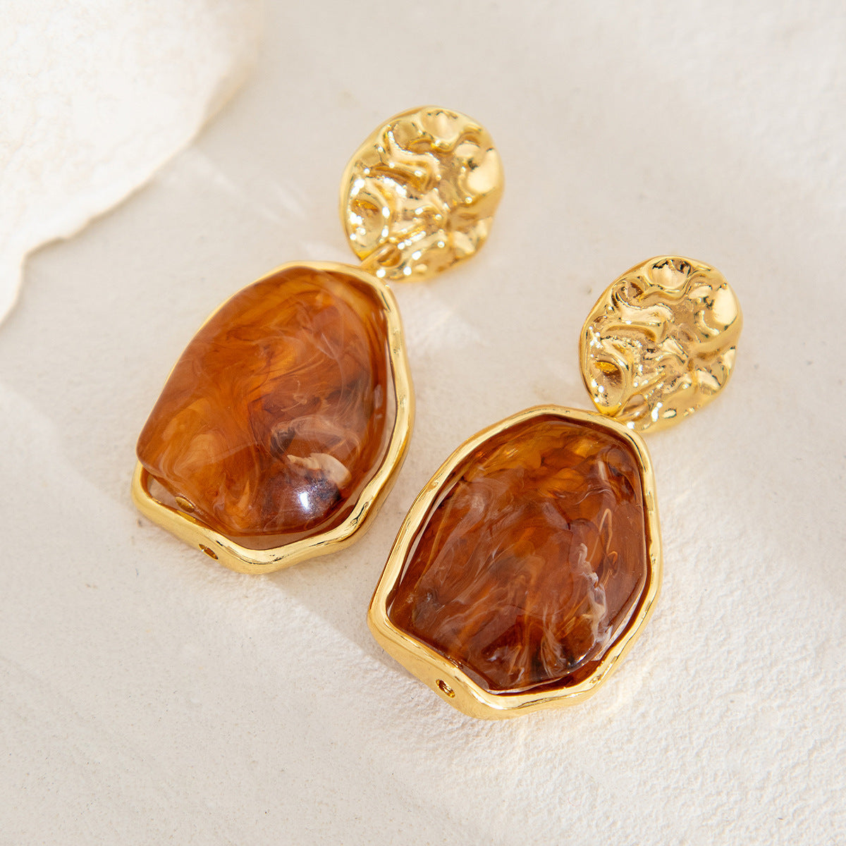 Planderful Imitation Pearl Earrings, Liquid Metal Pleated Studs, Irregular Design, Statement Jewelry for Modern Women