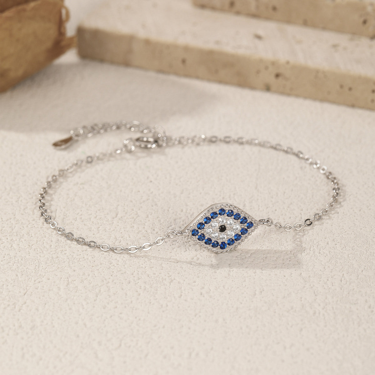 925 Sterling Silver Blue Eye Geometric Bracelet