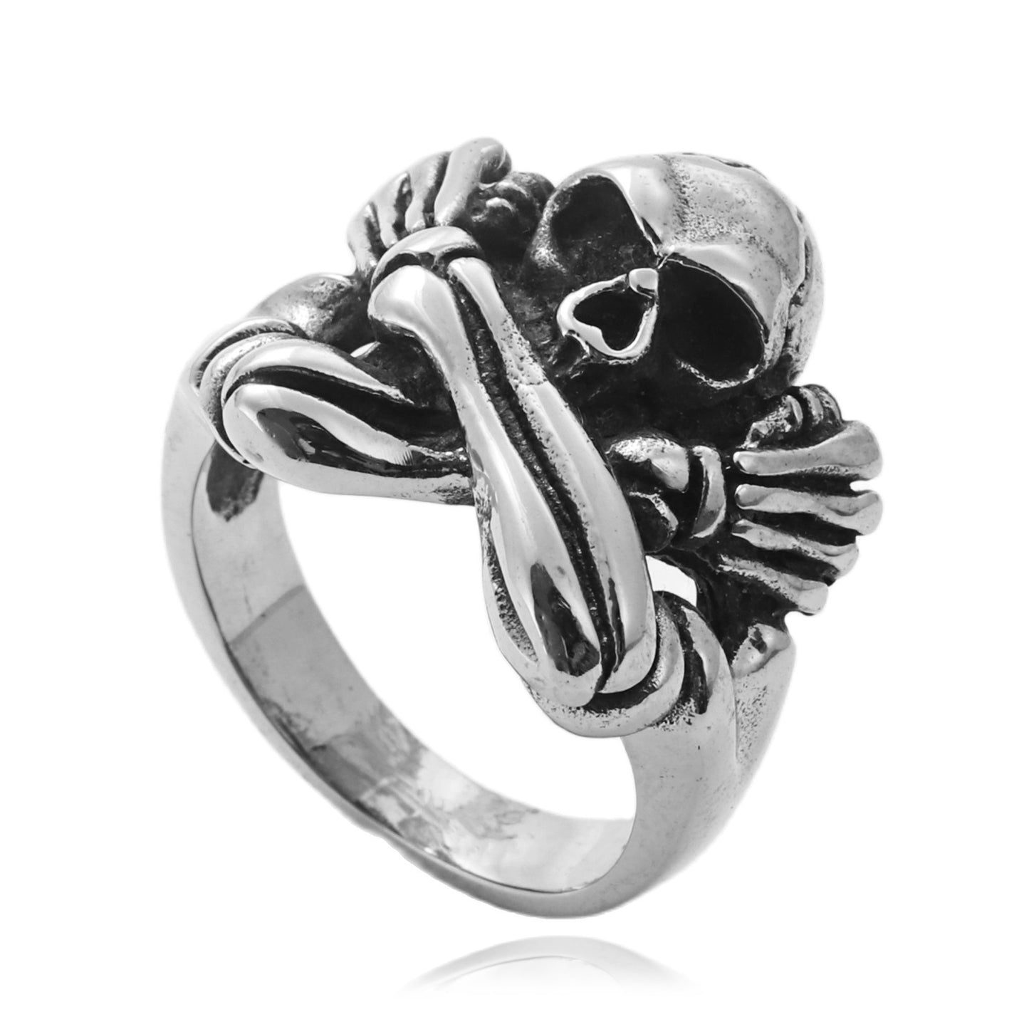 Titanium Steel Skull Ring - Retro Punk Style for Men, Trendy Stainless Steel Design