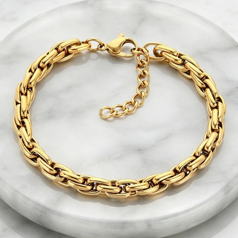 Thick Oval Cuban Unisex Bracelet Commuter Neutral Style Source