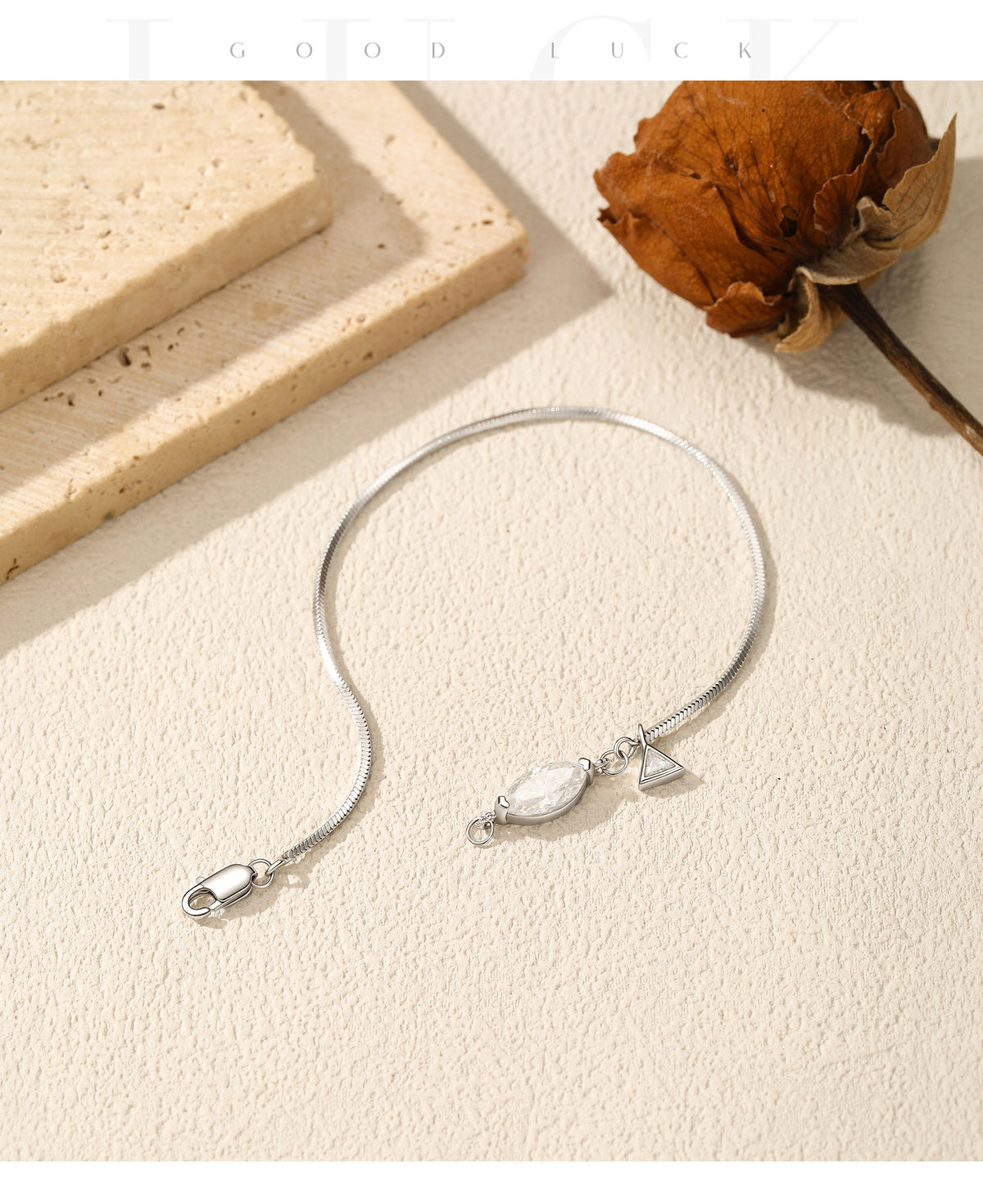 925 Sterling Silver Snake Chain Moissanite Bracelet