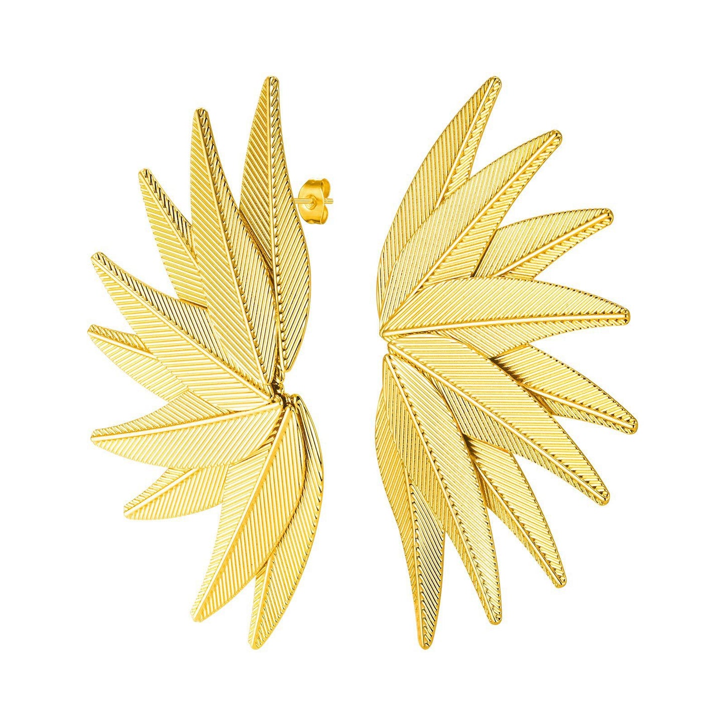 Geometric Leaf 18K Gold Earrings Women's Copper Jewelry